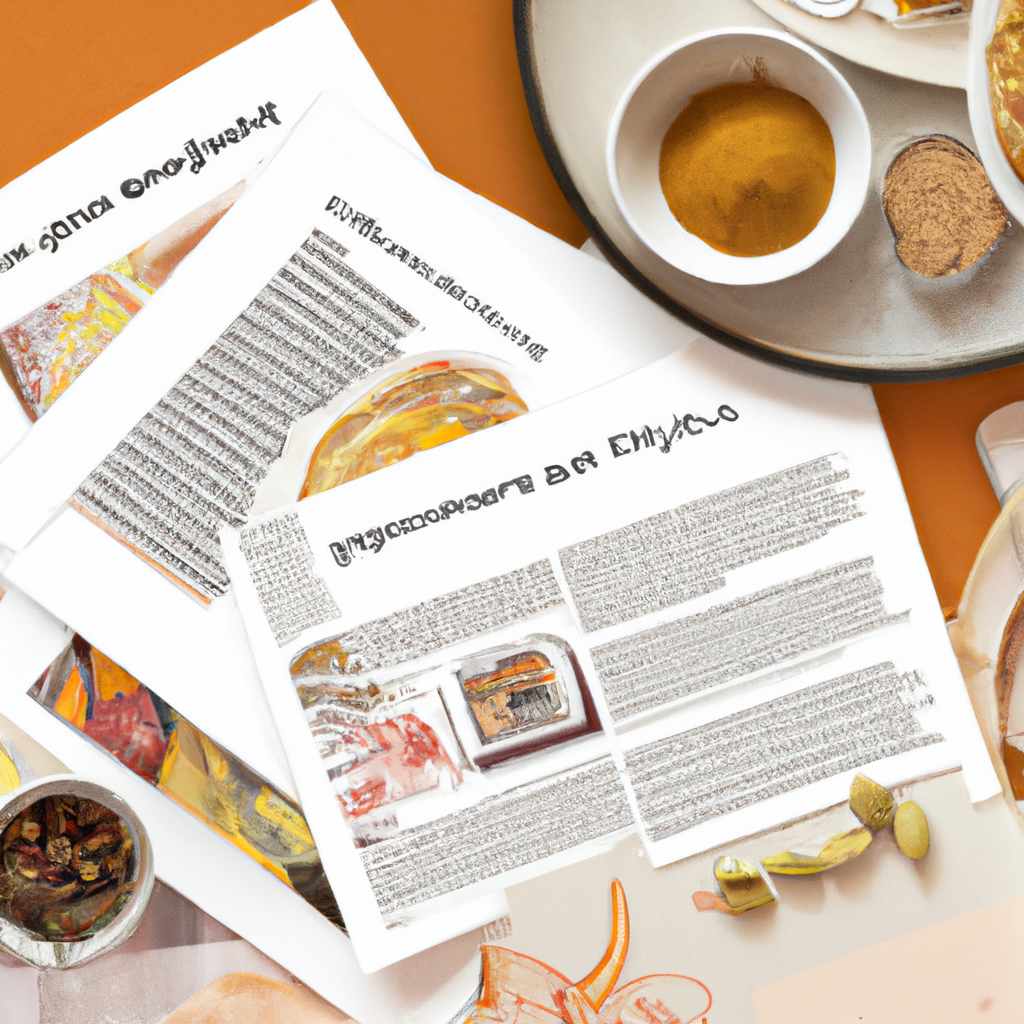 Stacked plates with spice maps and notes next to a notepad
